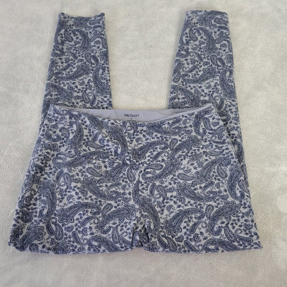 Westport Women's XL Blue Gray Paisley Print Cotton Blend Cropped Legging PAI12E